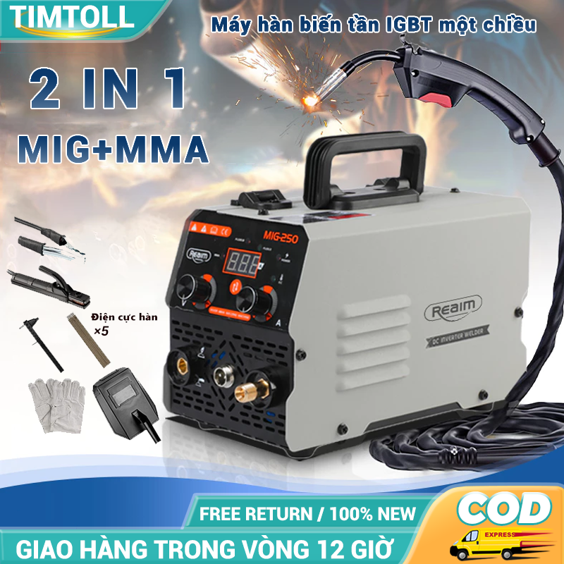 Máy hàn mini nghịch lưu MIG/MMA di động IGBT - Đầu ra đồng nguyên chất - Que hàn 0.8 - 3.2mm