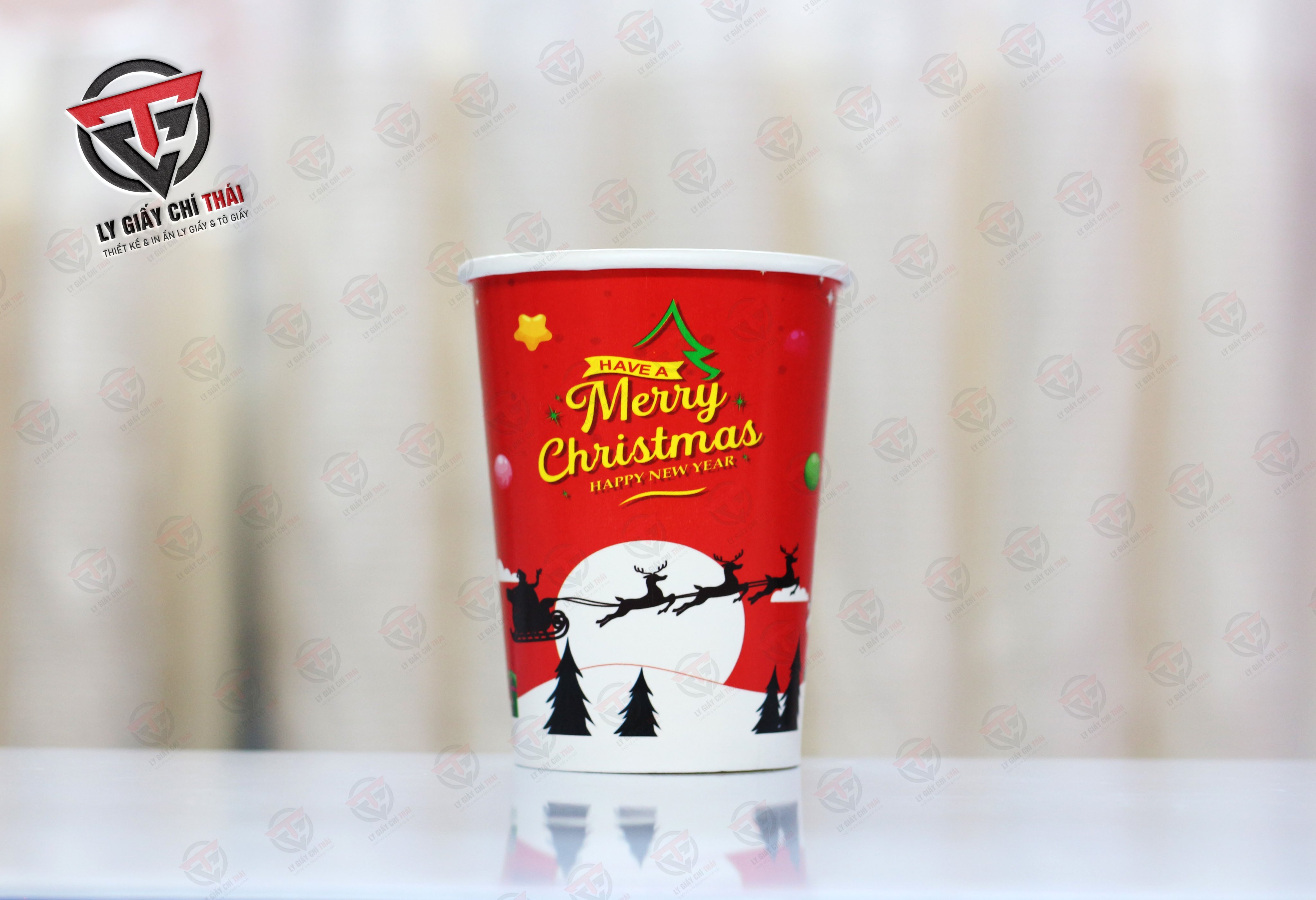 Set 50 cái ly giấy, cốc giấy noel siêu đẹp cute 2022 14oz 360/400ml