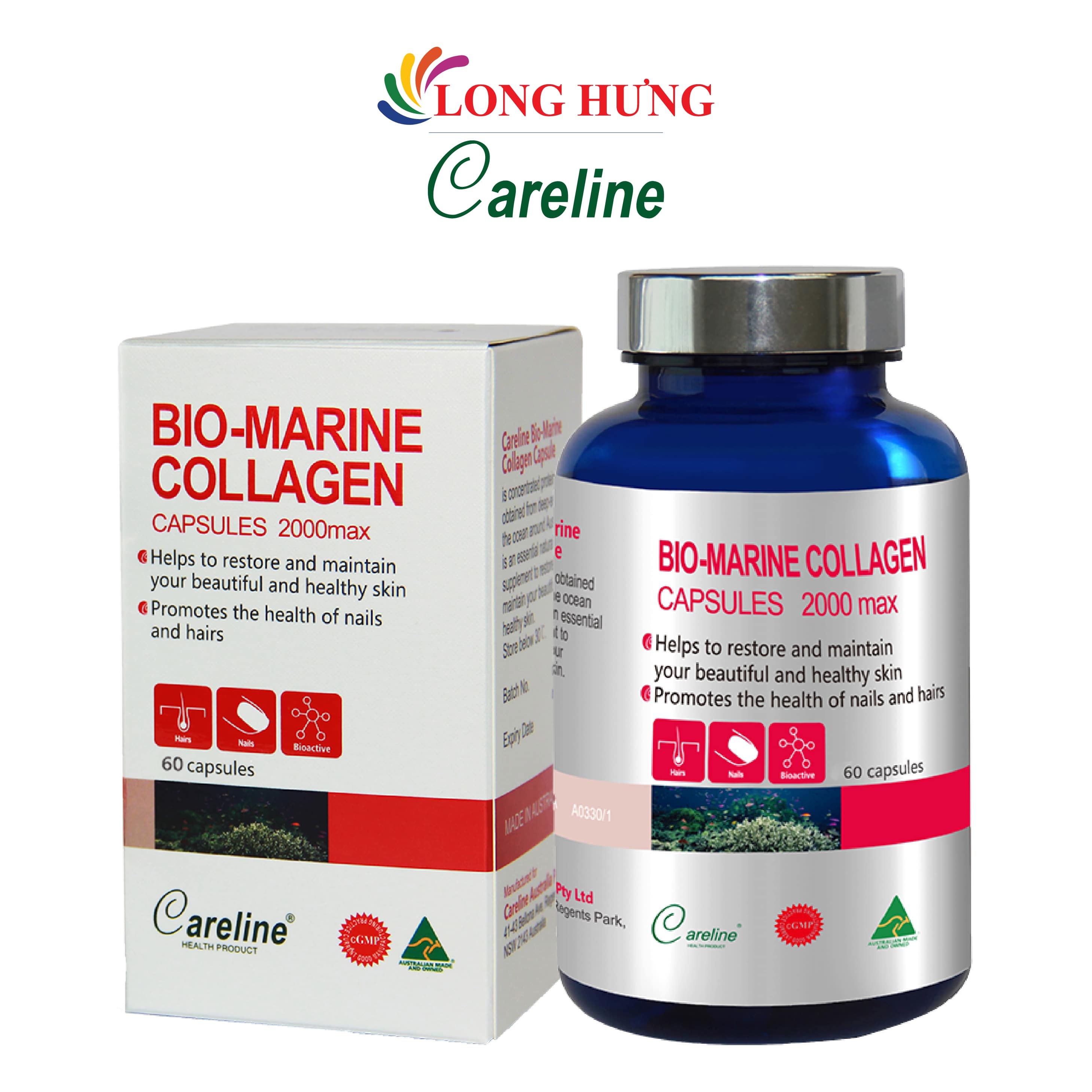 Viên uống Careline Bio - Marine Collagen hỗ trợ làm đẹp da 60 viên
