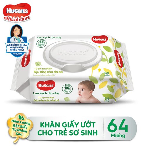 Khăn ướt Huggies không mùi 80 miếng.
