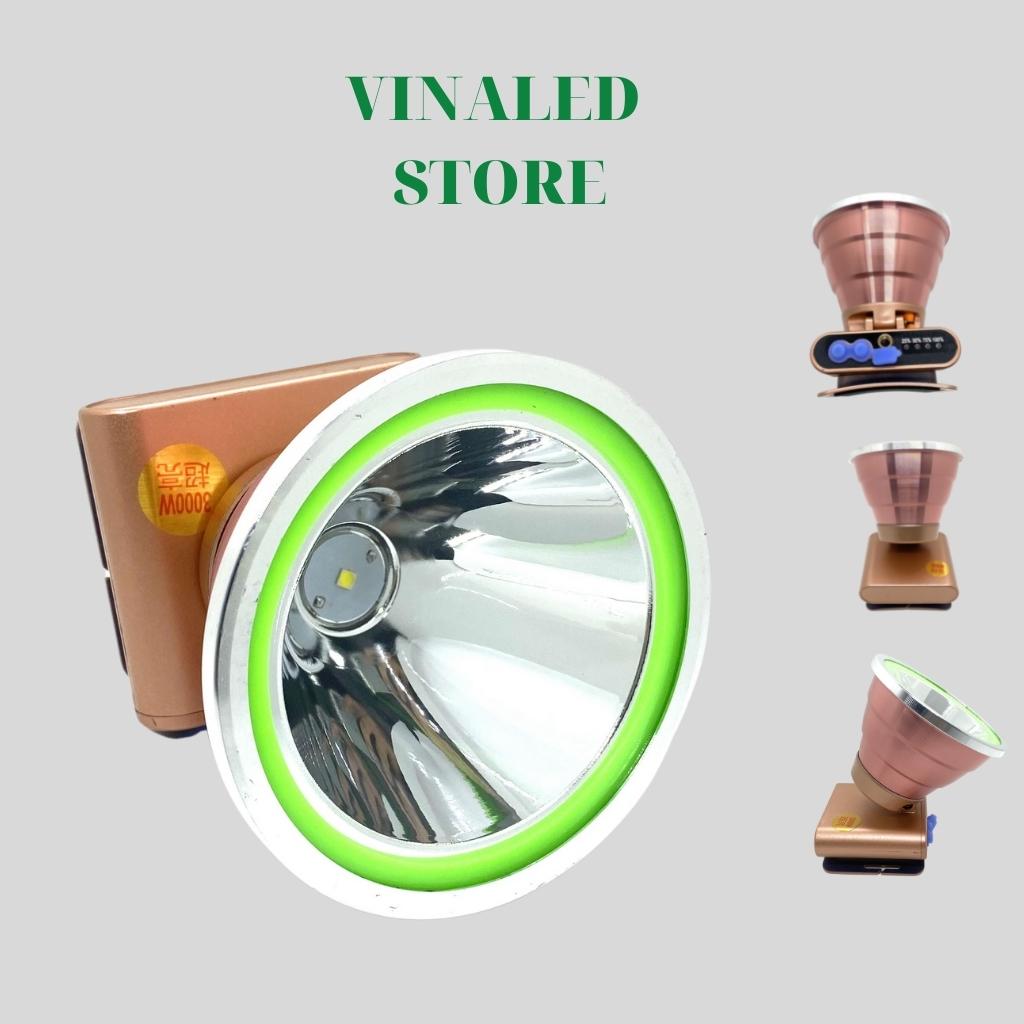 Đèn pin đội đầu siêu sáng, đèn đeo đầu Mango 4 có 2 công tắc phản quang, báo pin chóa lớn 10cm