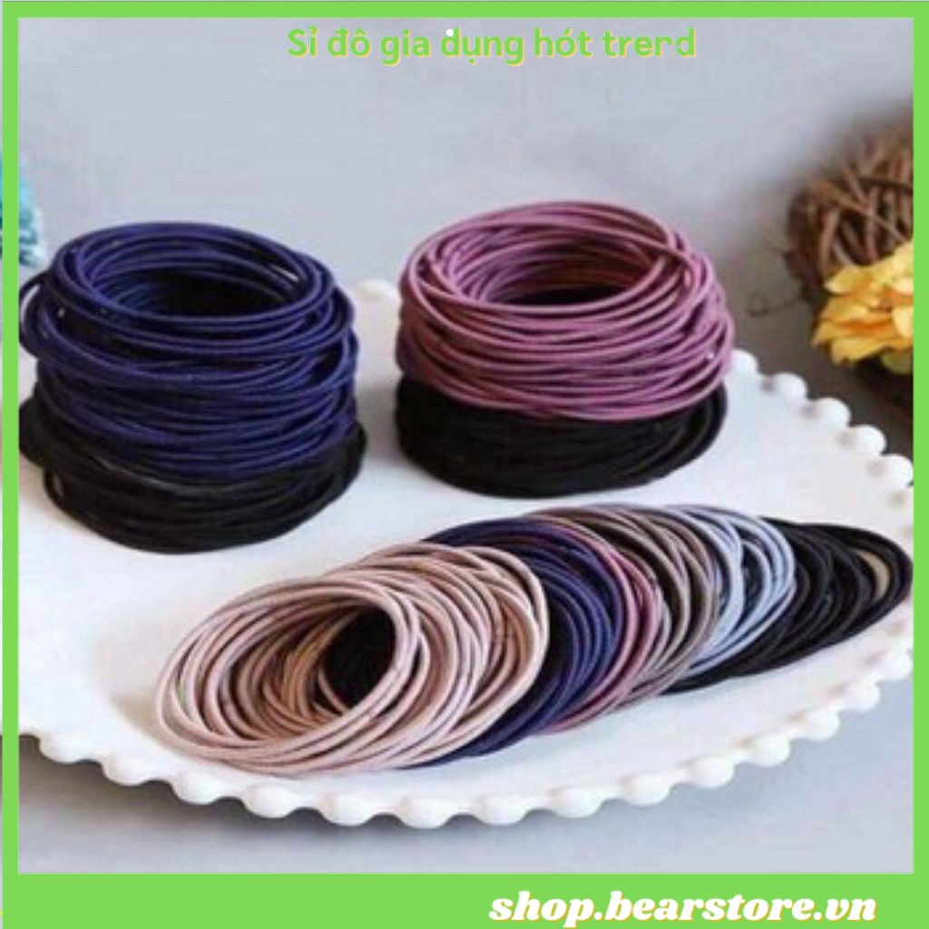 Set 100 chun buộc tóc màu kèm túi zip, túi zip 100 dây buộc tóc nhiều màu cho nàng, không gãy tóc, không rối, không bứt tóc, dây mềm mại