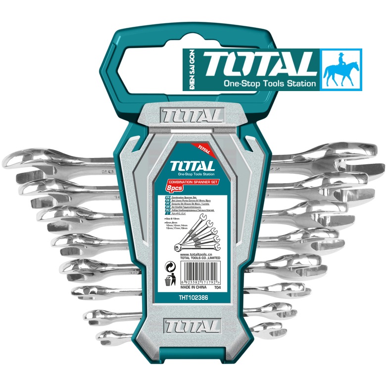 Bộ cờ lê hai miệng 8 chi tiết 6-22mm total tht102386