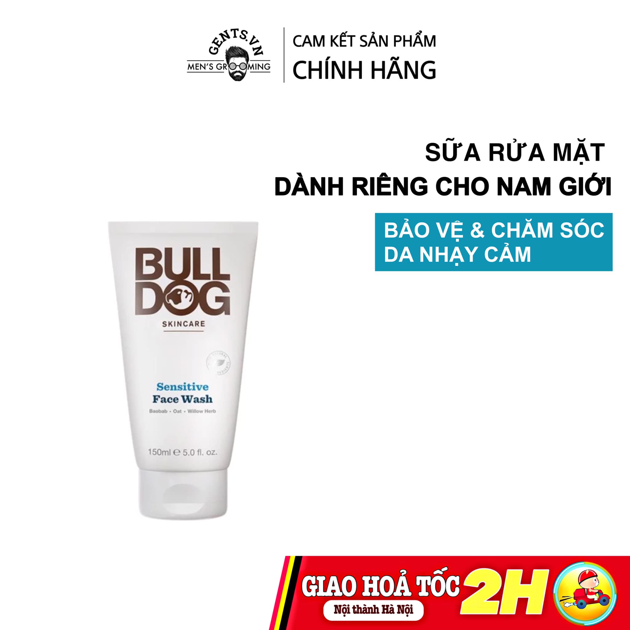 Sữa rửa mặt cho nam có làn da nhạy cảm Bulldog Skincare Sensitive Face Wash 150ml