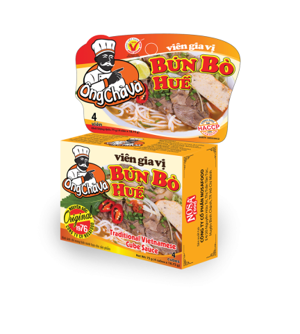 VIÊN GIA VỊ NẤU BÚN BÒ ÔNG CHÀ VÀ 75GR/4VIÊN, gia vị viên giúp nấu Bún Bò đúng vị thơm ngon, dễ dàng