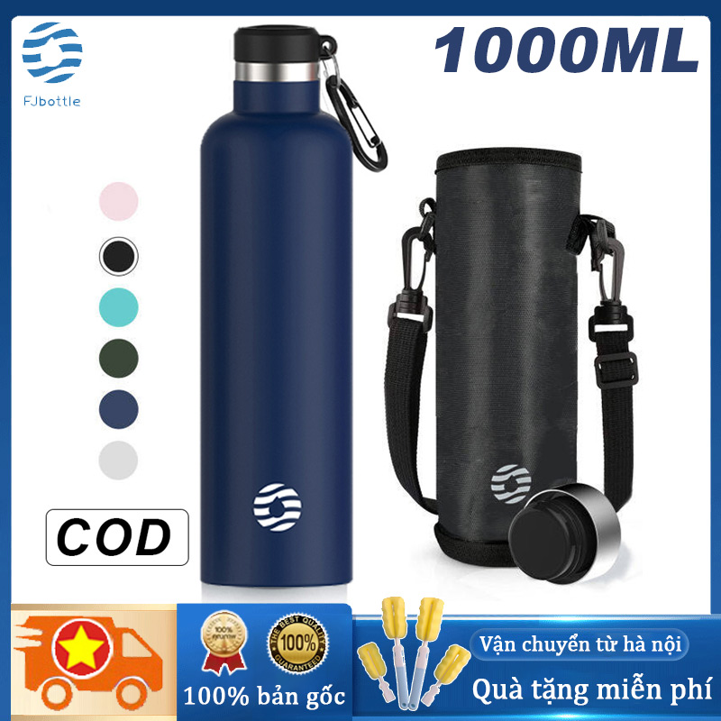 Fjbottle bình giữ nhiệt 1 lít màu xanh da trời bình nước thể thao bình giữ nhiệt inox 316 giữ nóng hoặc lạnh tốt 24hours vận chuyển từ hà nội