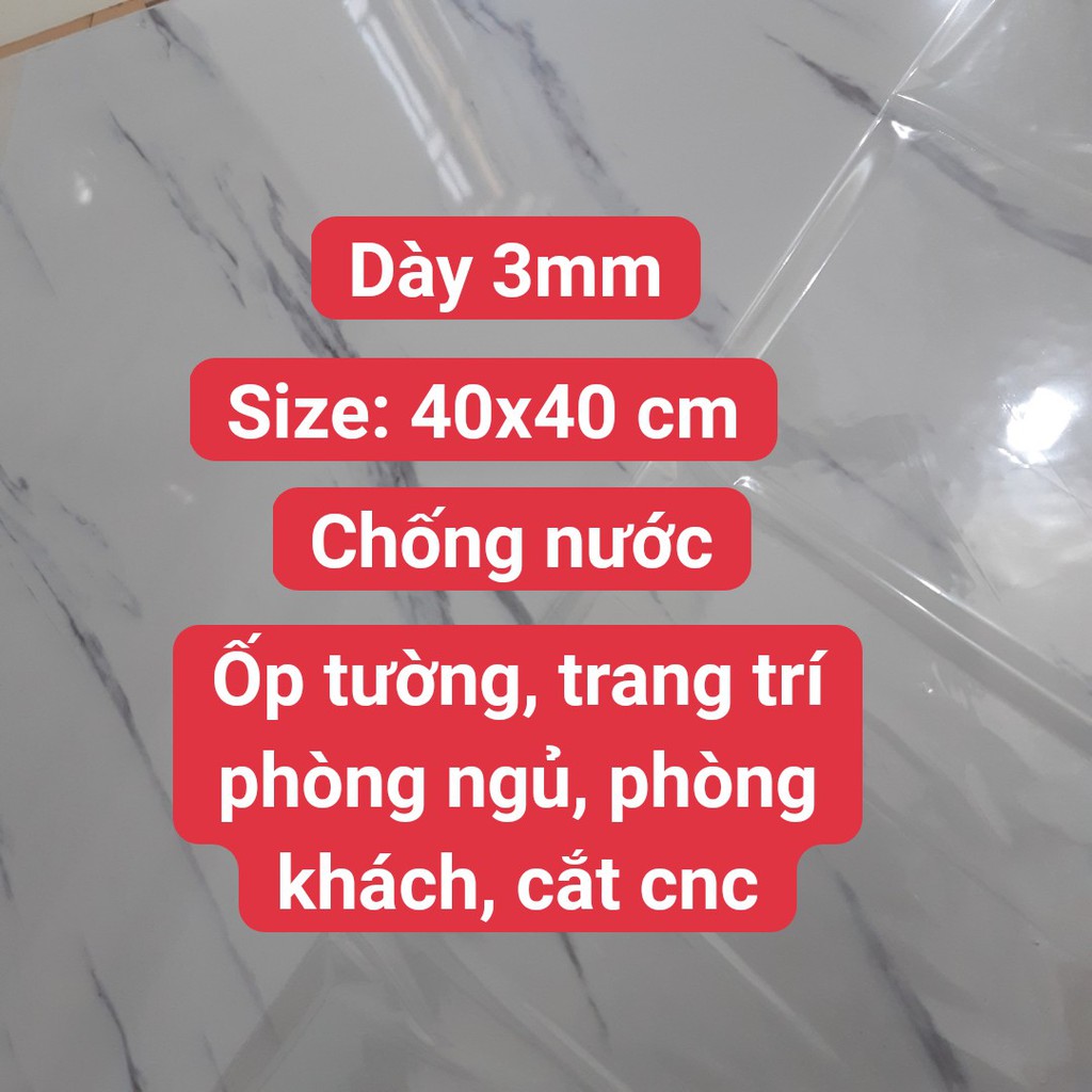 Tấm vân đá PVC dày 3mm 40x40cm trang trí ốp nhà trang trí , siêu sang, siêu đẹp, chống nước tuyệt đối