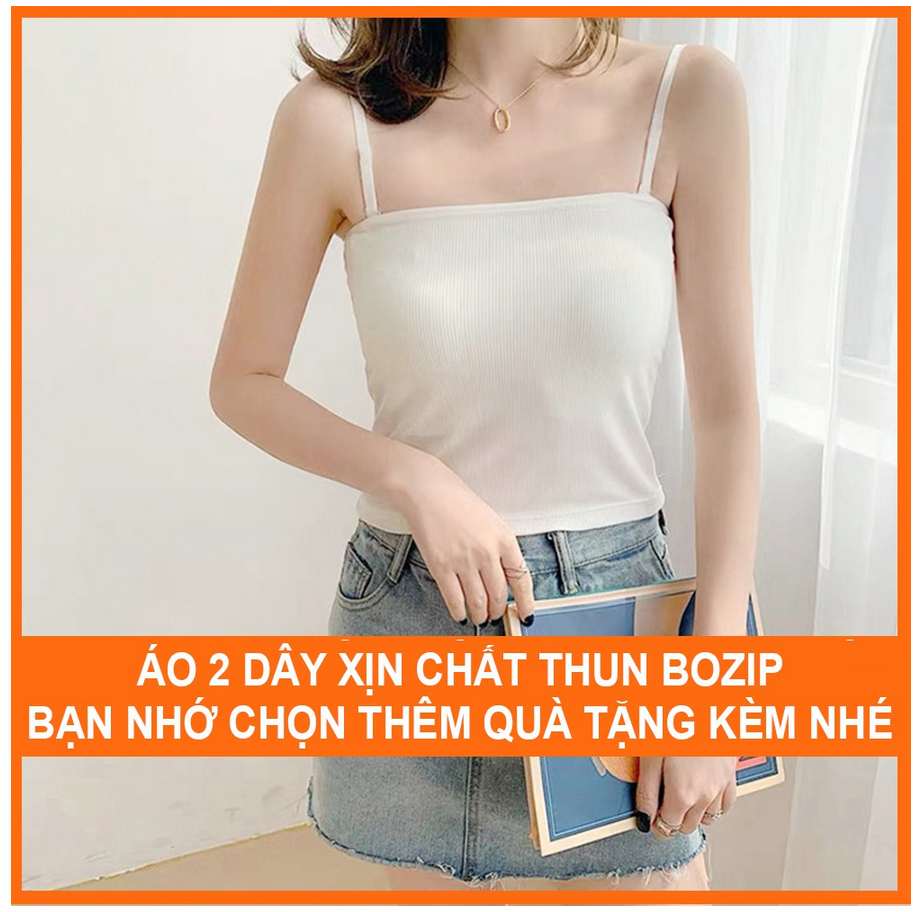 , Áo hai dây nữ dáng ôm, áo 2 dây nữ cotton co dãn có chốt điều chỉnh