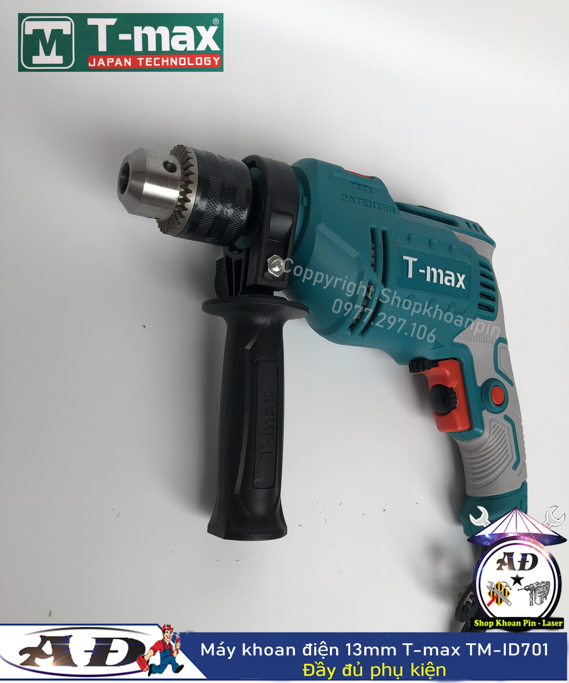 Máy khoan điện đầu kẹp 13mm t-max