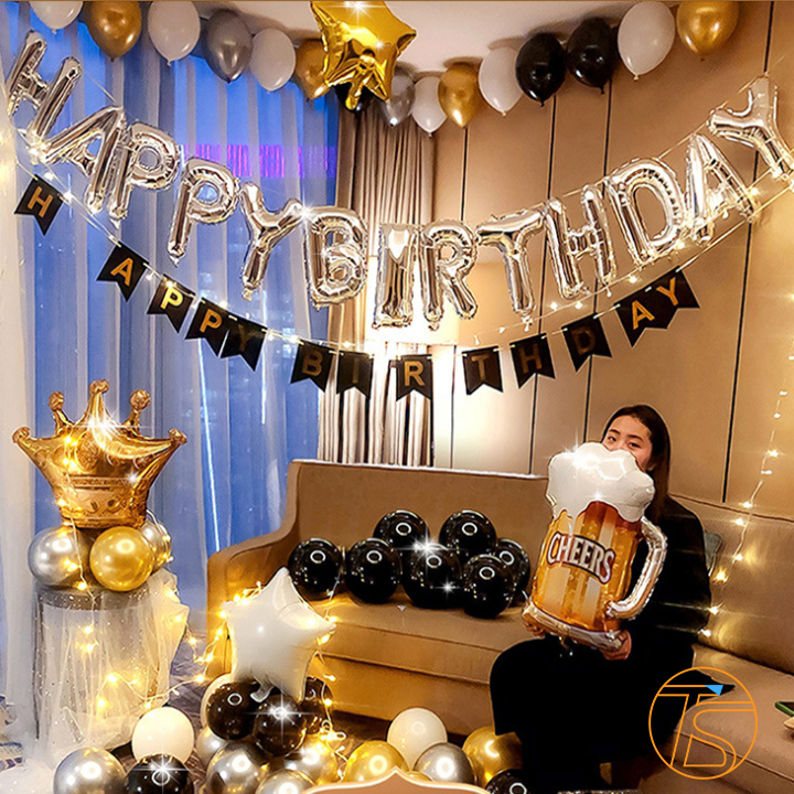 Bộ trang trí sinh nhật vương miện và ly bia cheers có đèn led - Phụ kiện decor trang trí nhà cửa - Đồ trang trí tiệc thôi nôi - Bong bóng happy birthday - Chữ trang trí đầy tháng - Sét trang trí tiệc sinh nhật cho bé trai bé gái cute