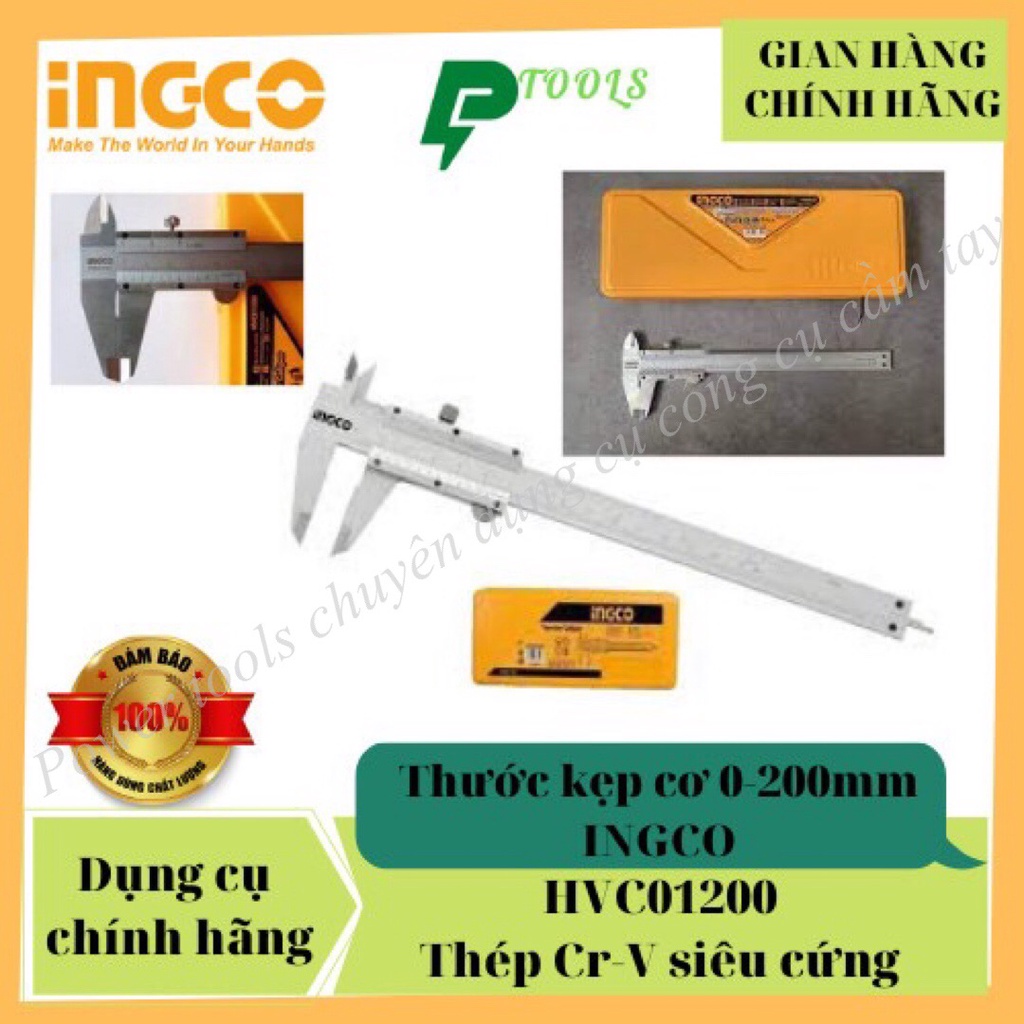 Thước kẹp cơ siêu chính xác INGCO thép Cr-V siêu cứng chống rỉ chuẩn xác tuyệt đối sửa chữa cơ khí tiện kim loại