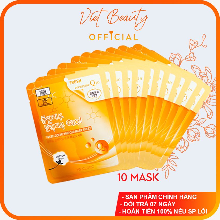 Combo 10 mặt nạ bổ sung collagen 3w clinic fresh coenzyme q10 mask sheet 23ml x 10