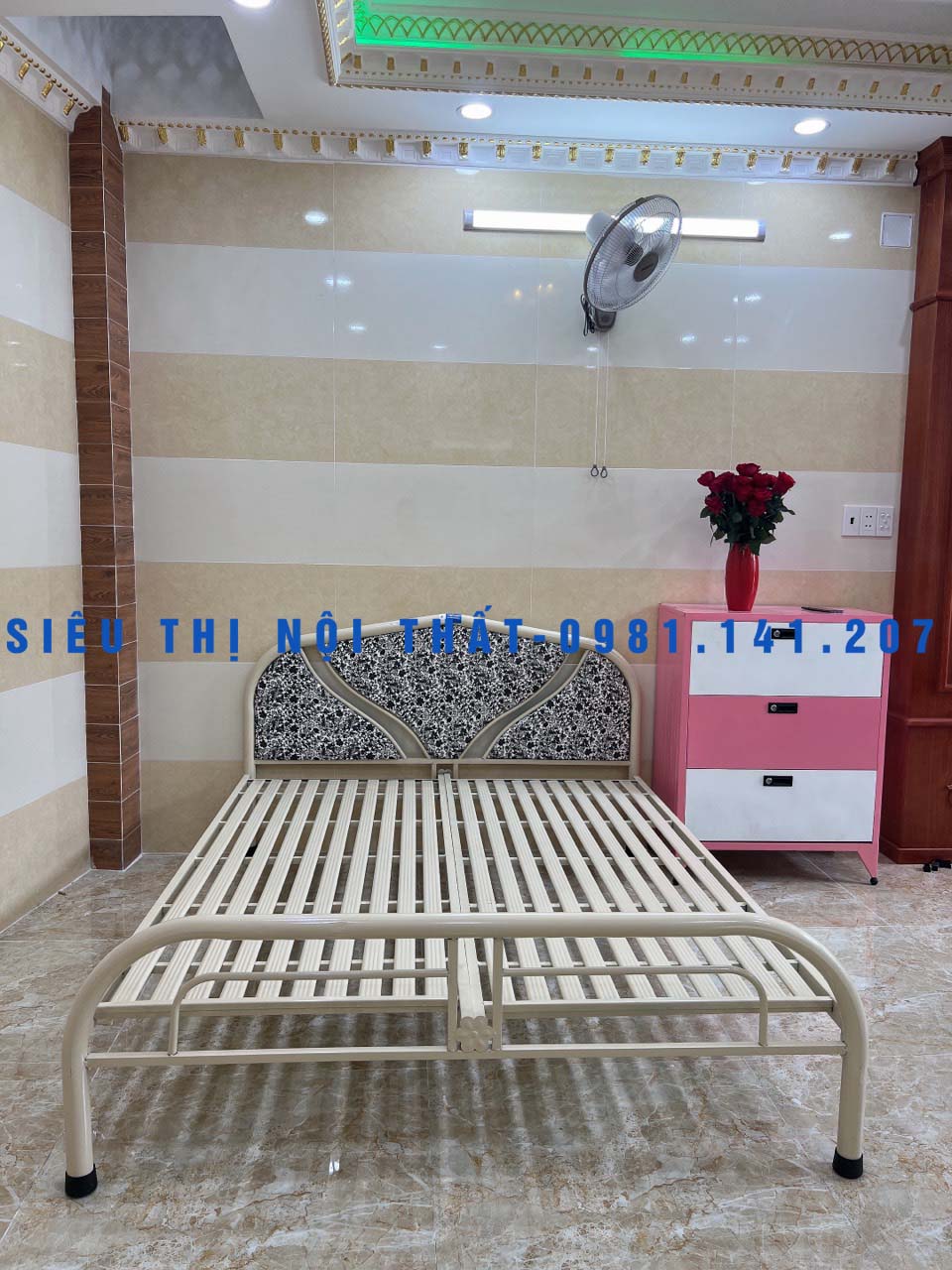 Giường sắt kiểu tròn kích thước 1m6 x 2m - Miễn phí vận chuyển lắp đặt HCM