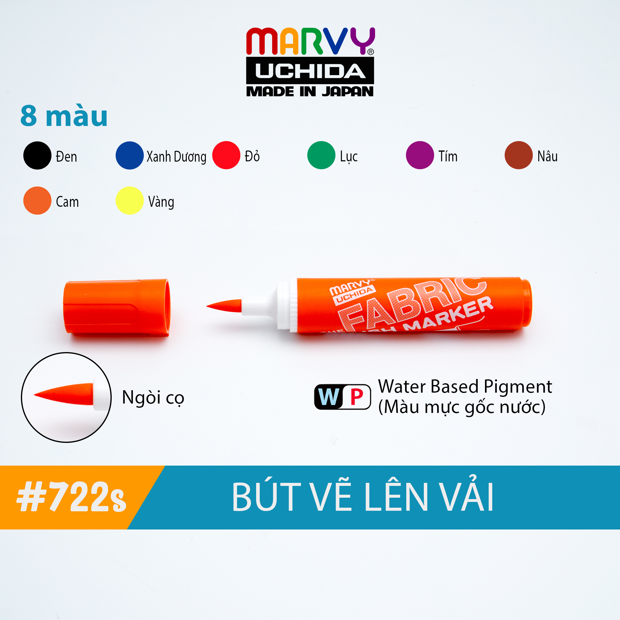 Viết vẽ vải không bay màu marvy 722s