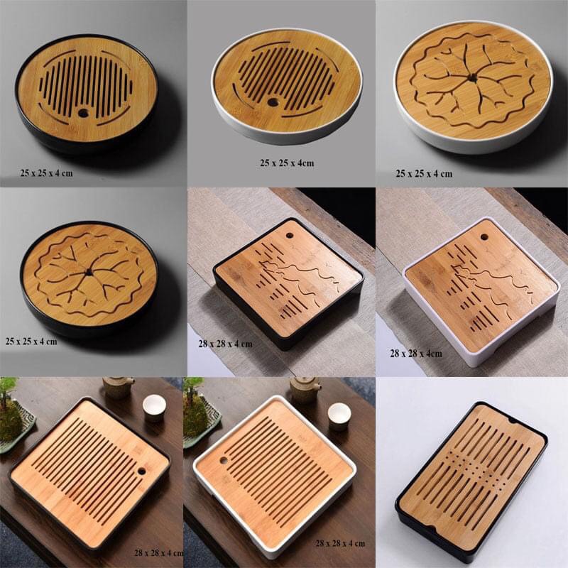 KHAY TRÀ TRE PHỦ MELAMIN CÓ ĐẾ HỨNG NƯỚC TIỆN DỤNG - PHONG CÁCH NHẬT BẢN