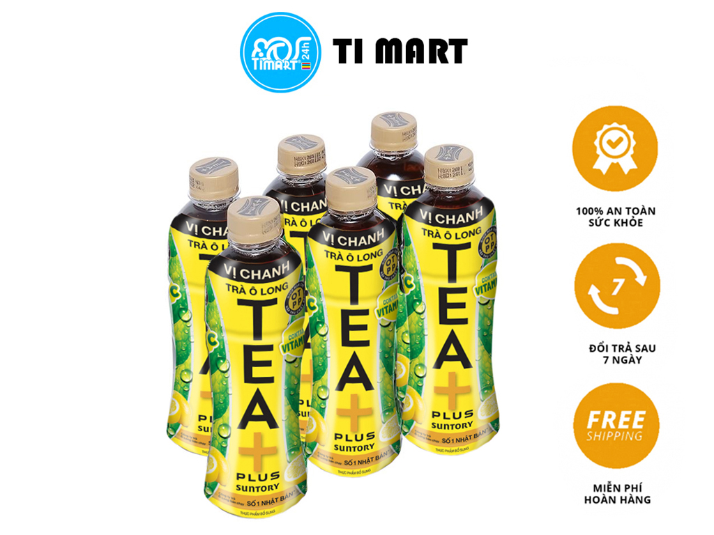 Lốc 6 chai trà ô long Tea Plus vị chanh 455ml