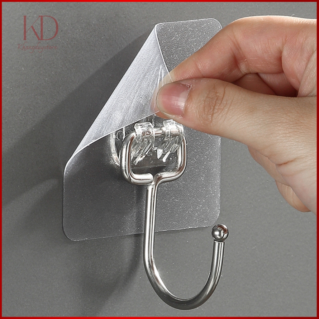 Móc dán tường siêu dính trong suốt siêu dính, siêu chắc, siêu rẻ, kích thước 6x6cm