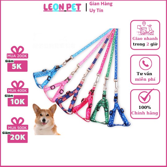 Dây Dắt Kèm Đai Người Cho Chó Mèo Dưới 5kg - Leon Pet Store