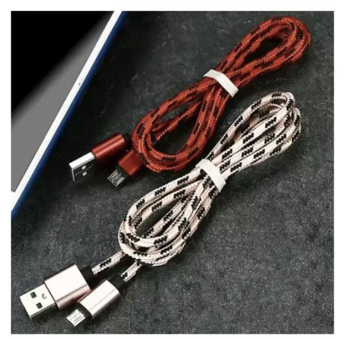 Bộ 2 Dây cáp sạc sạc nhanh siêu bền bọc dù chống gập, xoắn dùng cho ĐT Samsung, Oppo, HTC,,, dài 1m màu giao ngẫu nhiên (Giá cam kết chỉ có tại Laptop Ancom)