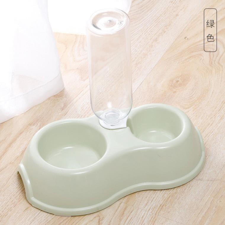 [HCM]Bát ăn đôi kèm bình nước tự động cho chó mèo- tặng kèm bình nước 500ml