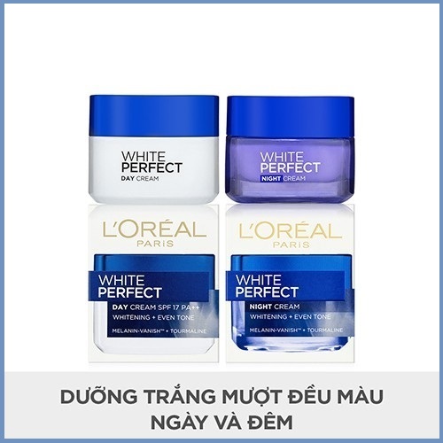 Bô đôi Kem dưỡng trắng da ngày đêm L'Oreal Paris White Perfect 50ml Ngày và đêm
