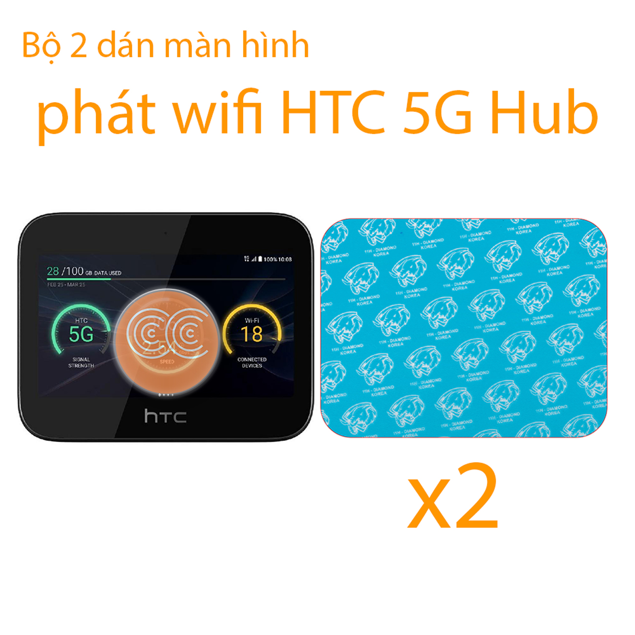 2 miếng dán cường lực bộ phát wifi HTC 5G Hub , dán màn hình