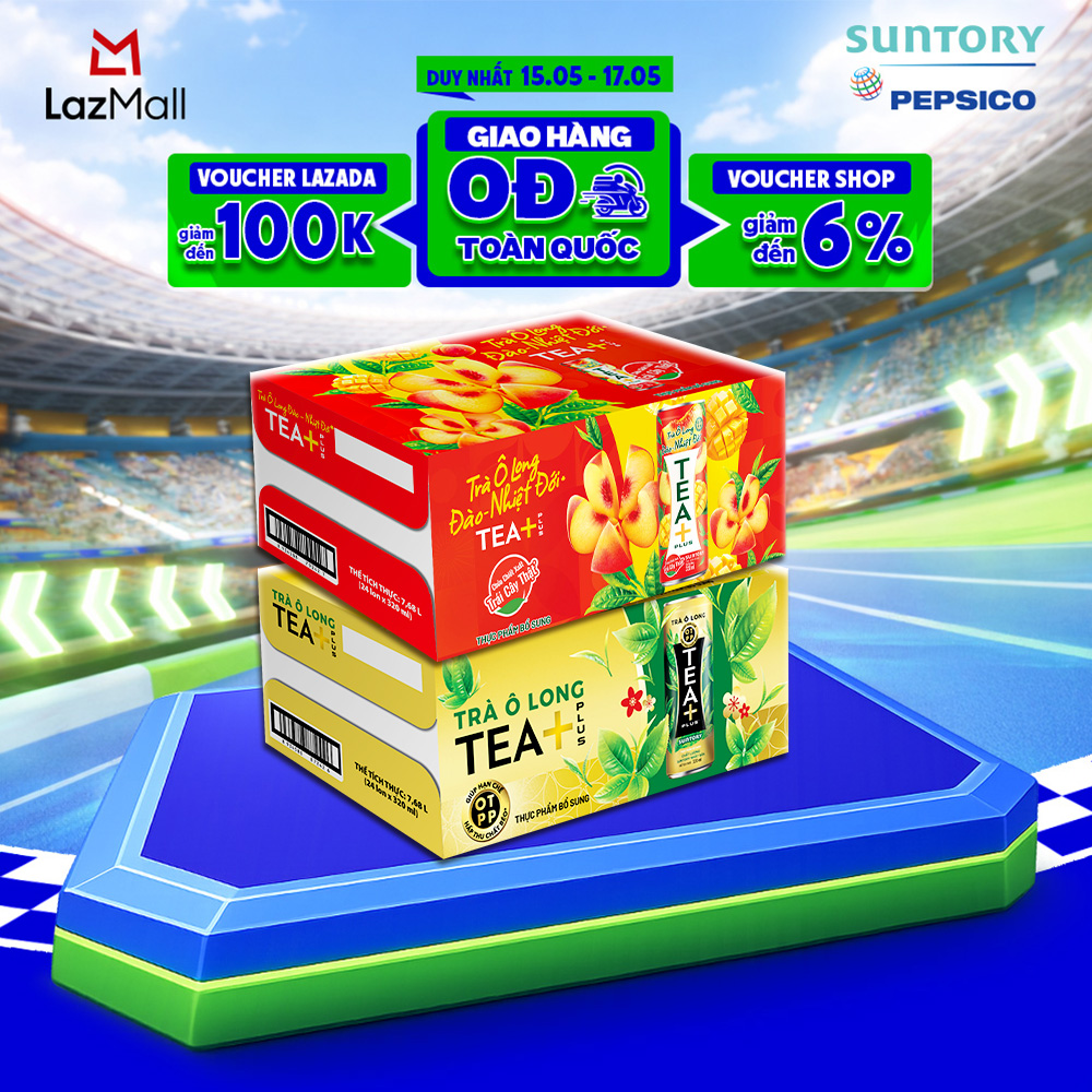 Combo 1 Thùng Trà Ô Long Tea+ và 1 Thùng Trà Ô Long Tea+ Vị Đào Nhiệt Đới (320ml/lon)