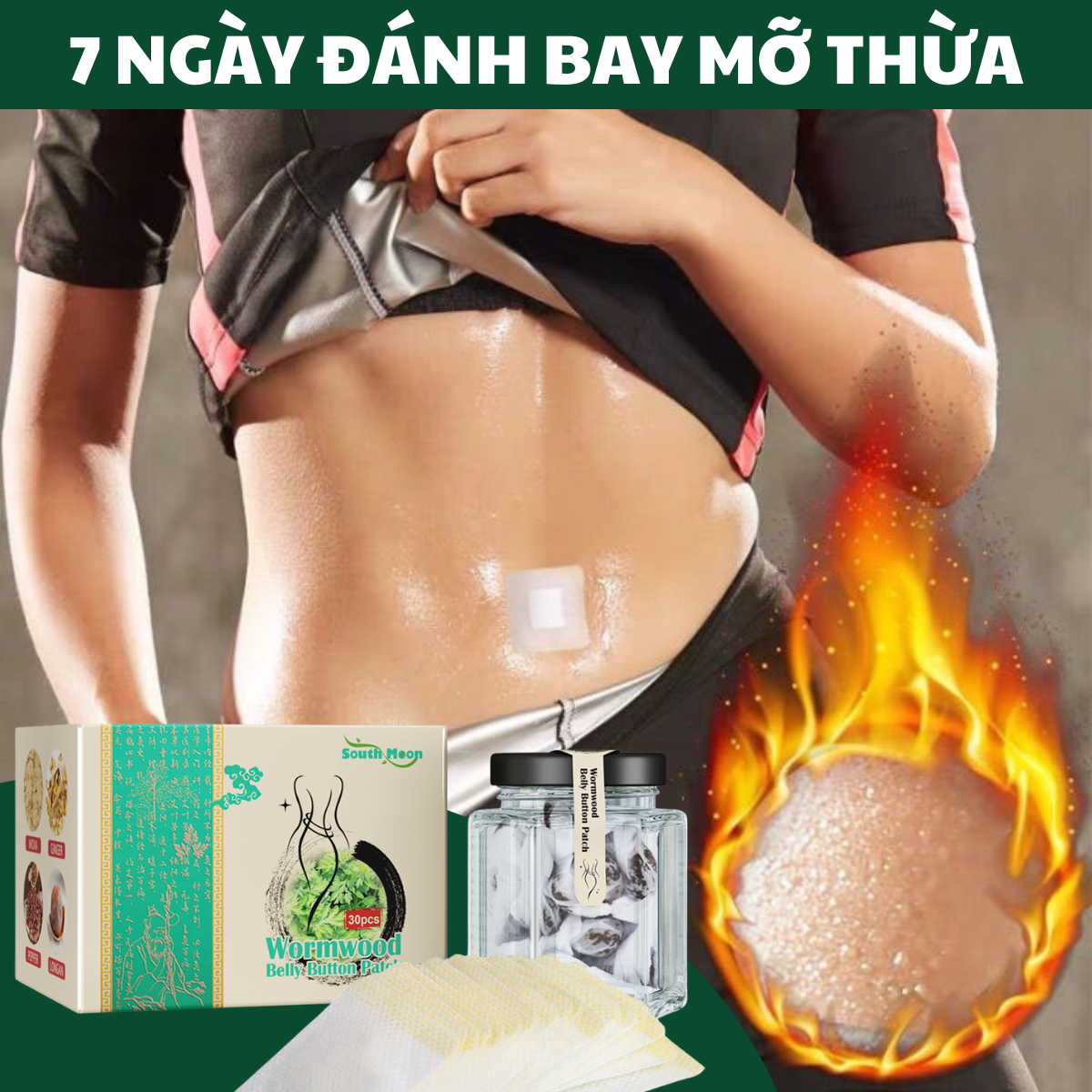 [ CHÍNH HÃNG] Miếng Dán Giảm Mỡ BỤNG Đốt Cháy Mỡ Thừa Cấp Tốc Wormwood Belly Button Patch South Moon Làm Da Săn Chắc An Toàn Hiệu Quả Khôi Phục Vóc Dáng Mơ Ước