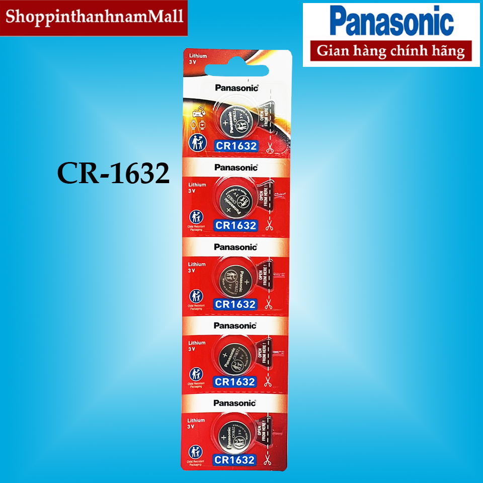 Vỉ 5 Viên Pin CR1632 Panasonic Lithium 3V Made in Indonesia Chính Hãng