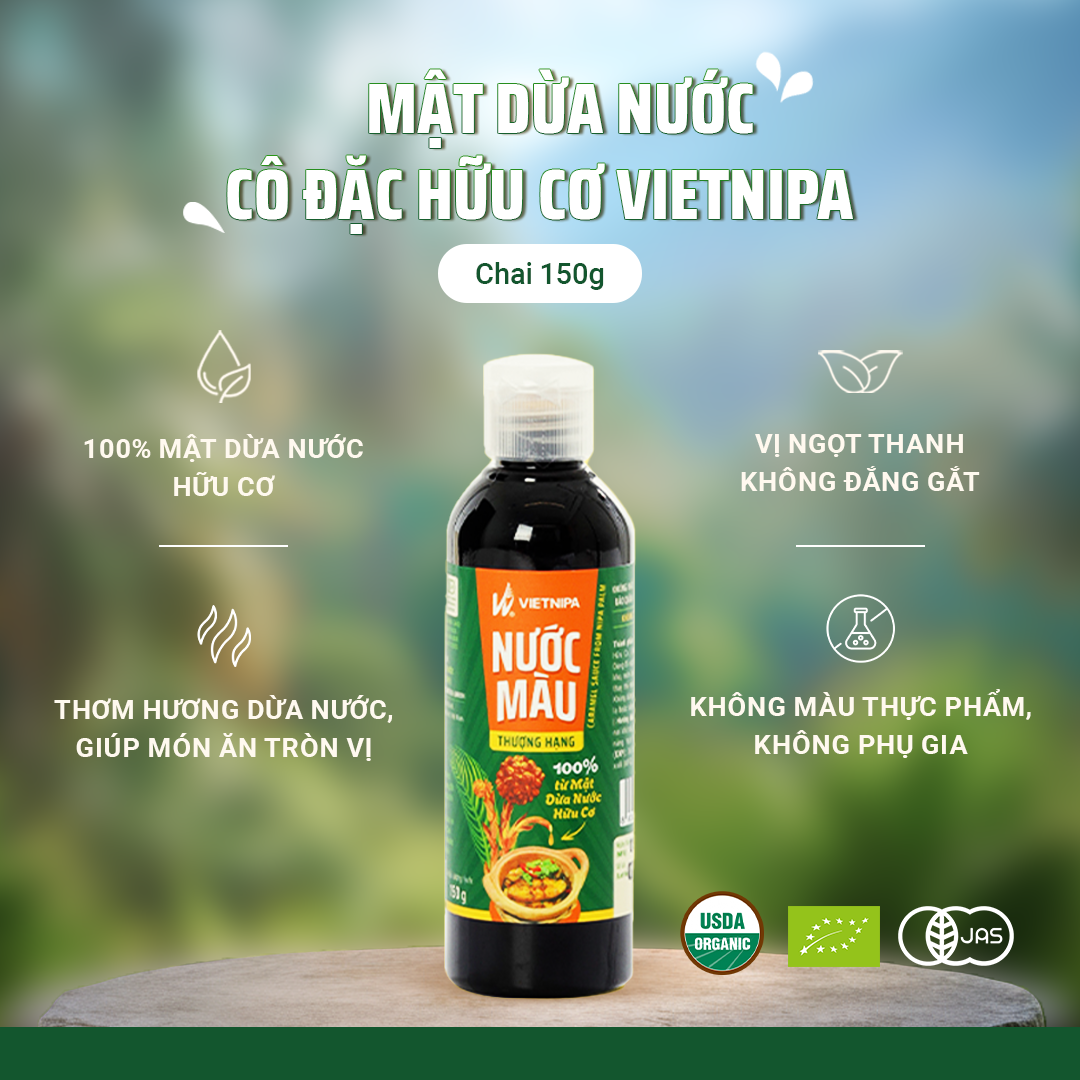 Nước Màu Mật Dừa Nước Hữu Cơ VIETNIPA - 150g