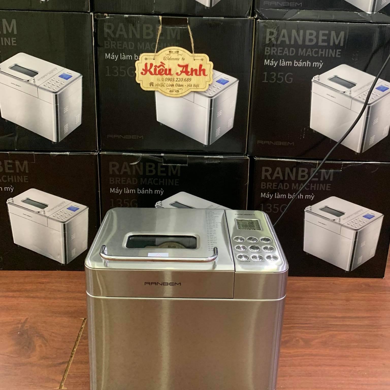 Máy làm bánh mì tự động Ranbem Tặng kèm sách 20+ công thức làm bánh ( Hàng sẵn trong kho chỉ đợi quý khách chốt đơn)