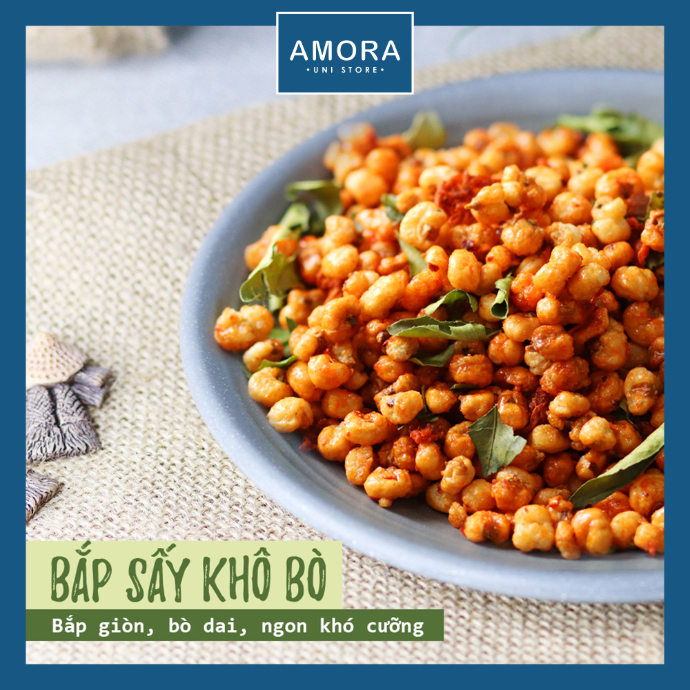 [HCM]Bắp sấy khô bò lá chanh - 100gr - ăn vặt nhanh hoặc dùng làm quà biếu - siêu sang siêu ngon - Amora UNI