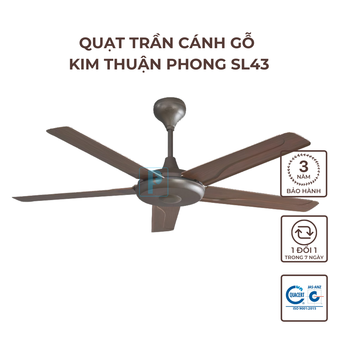QUẠT TRẦN CÁNH NHỰA SINWA SL43, 5 CÁNH, ĐIỀU KHIỂN REMOTE, SẢI CÁNH 1.320MM, KIỂU DÁNG HIỆN ĐẠI VÀ SANG TRỌNG PHÙ HỢP VỚI MỌI PHONG CÁCH TRANG TRÍ NỘI THẤT (85W) – Hàng chính hãng