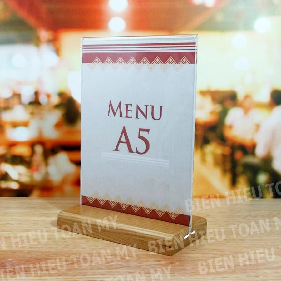 Kệ Menu A5 - standee A5 đê bàn đế gỗ