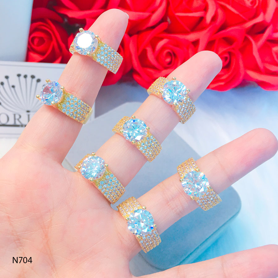 Nhẫn nữ hột cao đính đá dạng bản thiết kế thời thượng Orin N704
