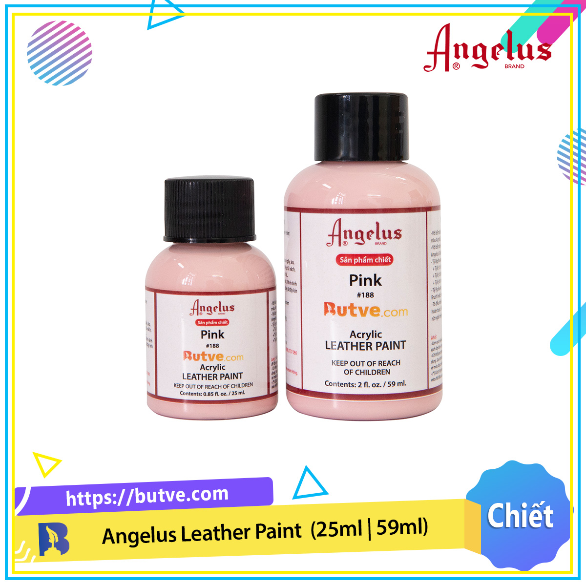 Màu vẽ da chuyên dụng Angelus Leather Paint - Pink 188 Chiết