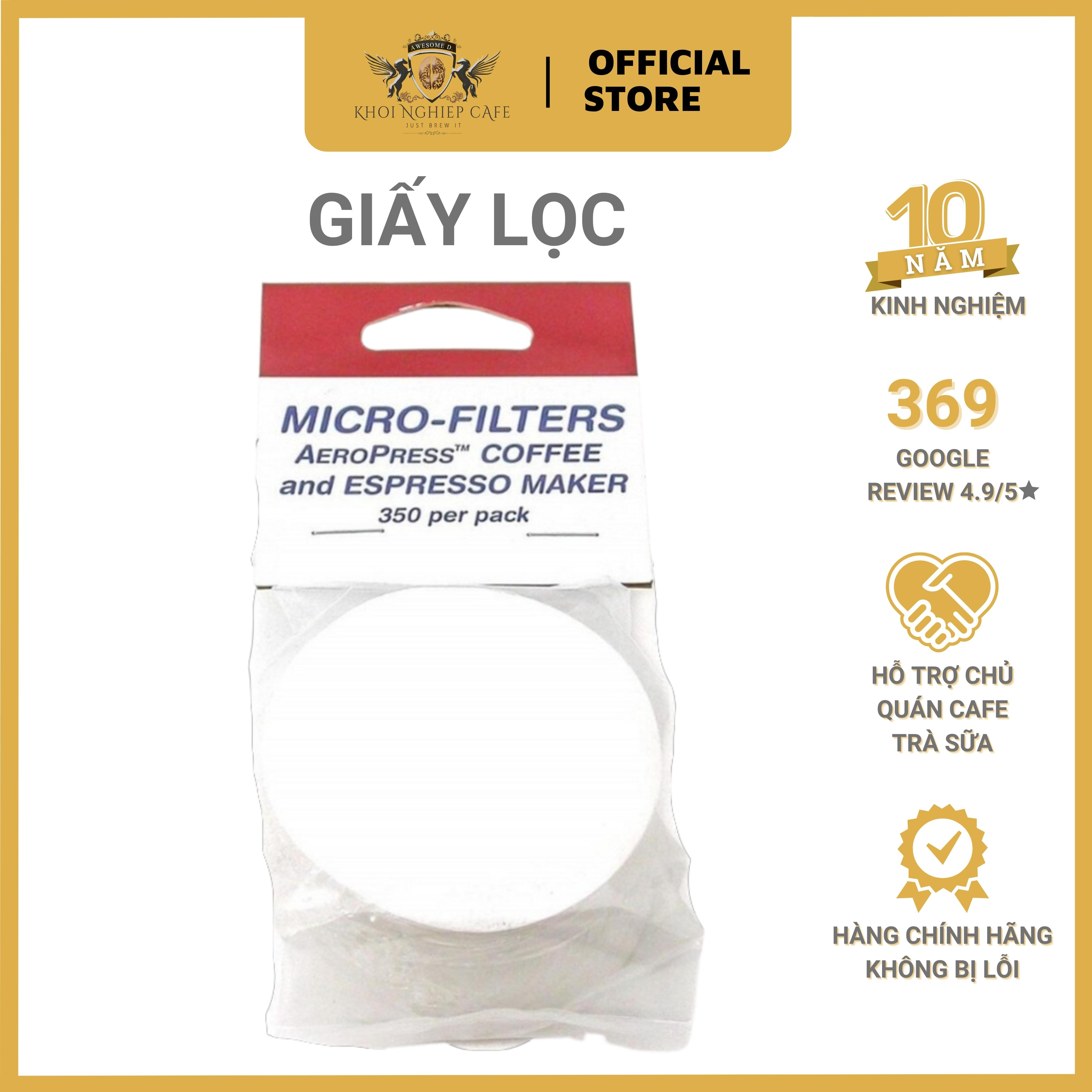 Giấy lọc dùng cho bình pha cafe kiểu aeropress | Số lượng 350 tờ | Đường kính 5.6cm | Phù hợp, Thích ứng nhiều loại máy pha cà phê
