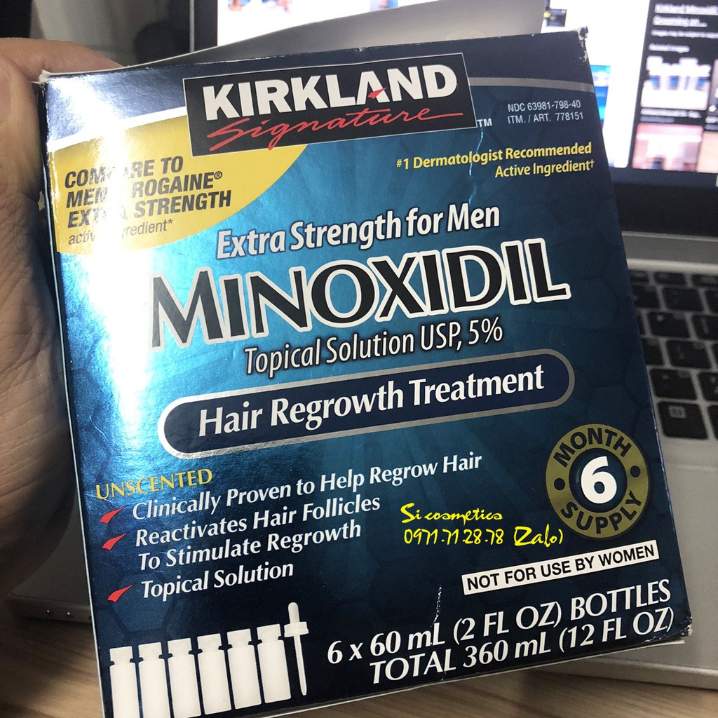 Mọc râu tóc - hói - dưỡng rậm chân mày minoxidil 5% kirkland