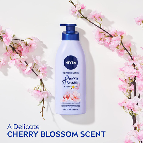 Dưỡng thể giữ ẩm da chứa tinh dầu hương hoa anh đào NIVEA Oil Infused Body Lotion Cherry Blossom and Jojoba Oil 500ml (Mỹ)