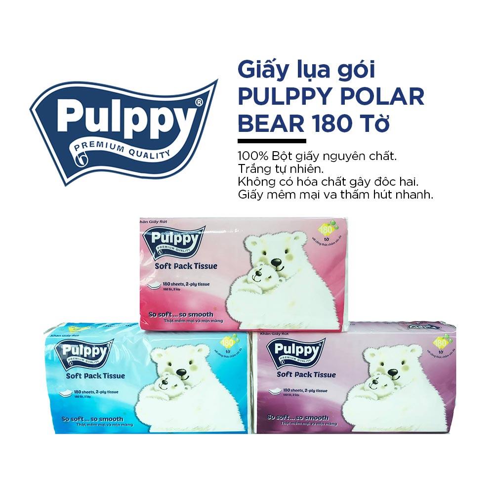 Khăn giấy rút Pulppy lốc 3 gói x 180 tờ