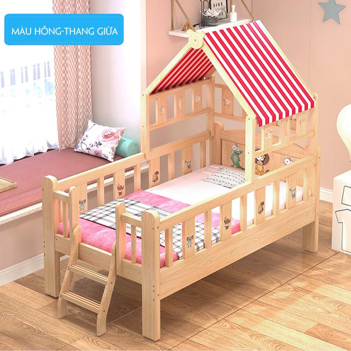 Giường Cũi Trẻ Em Gỗ Thông Thiết Kế Phong Cách Hàn Quốc ( 150cm x 80cm x 50cm )