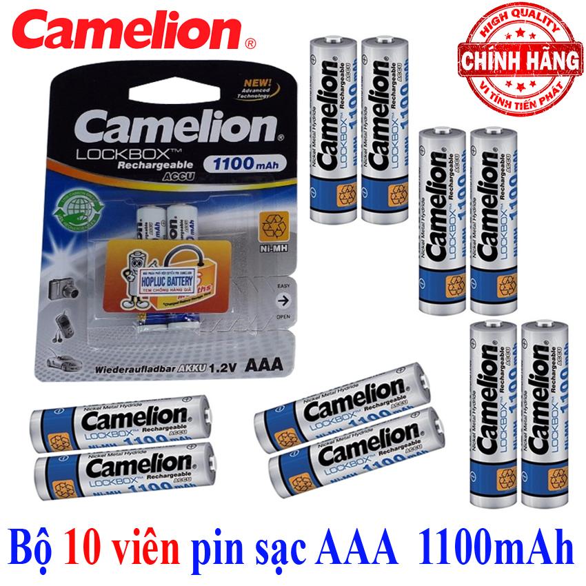 Bộ 10 Pin Sạc AAA (3A) Camelion LockBox Rechargeable Accu 1100mAh - 1.2V .