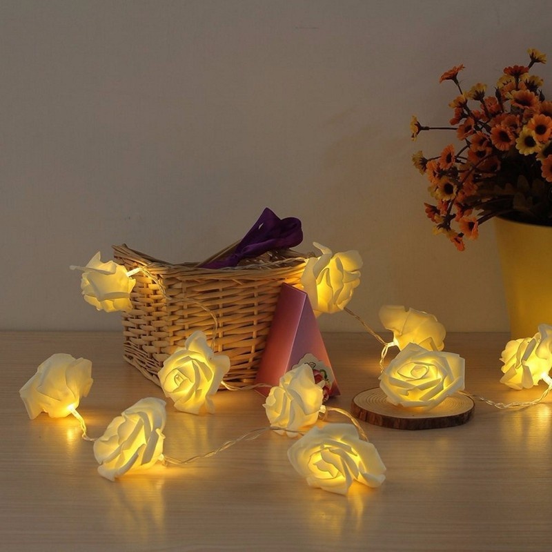 Đèn dây hoa hồng vàng ấm xài pin siêu đẹp lãng mạn