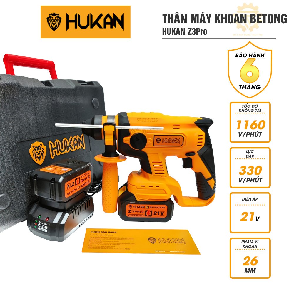 Máy khoan pin bê tông pin 3 chức năng hukan z3 pro 21v