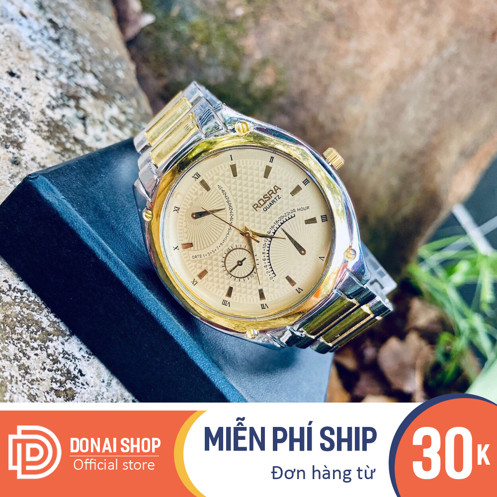 Đồng Hồ Thời Trang Nam ROSRA, Mặt Tròn Màu Vàng Sang Trọng, Dây Demi Siêu Đẹp ( Bảo Hành 6 Tháng) DONAI.R111