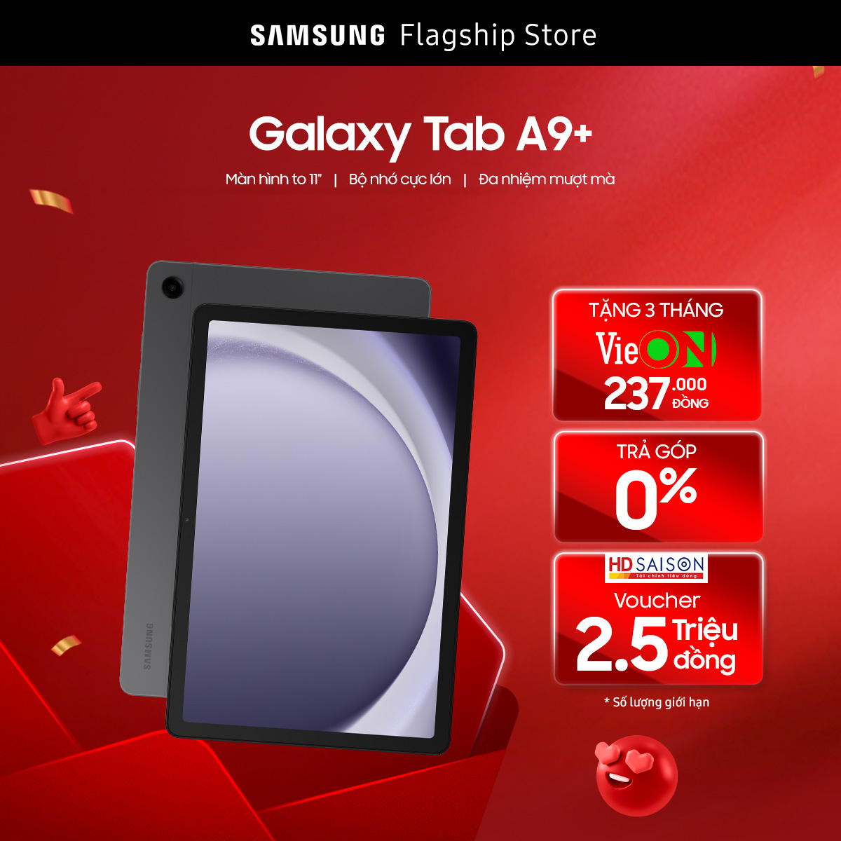 Máy tính bảng samsung galaxy tab a9+ 8gb+128gb wifi - độc quyền lazada