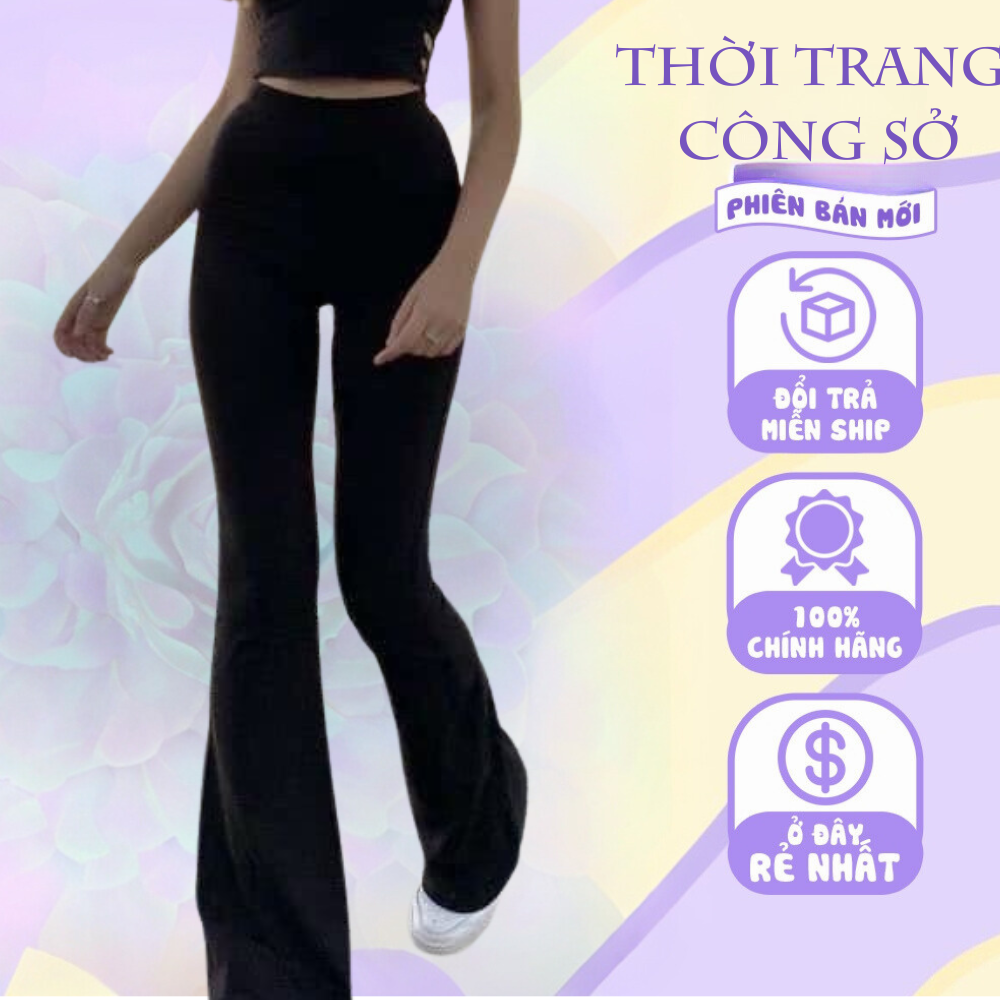 Quần ống loe thun lưng cao siêu tôn dáng legging nữ