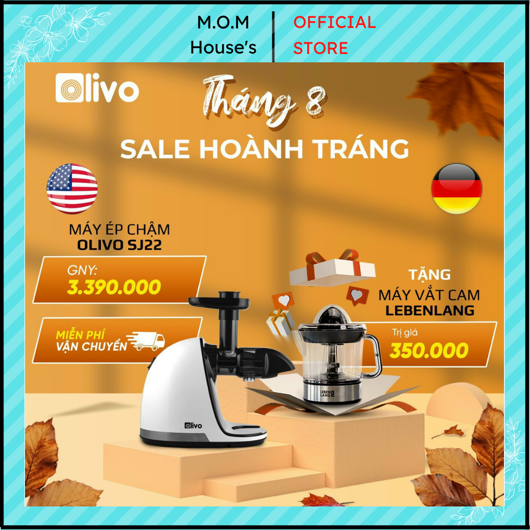 Máy ép chậm trục ngang olivo sj22 - m.o.mhouse's - công suất 150w - ép kiệt bã - dễ vệ sinh