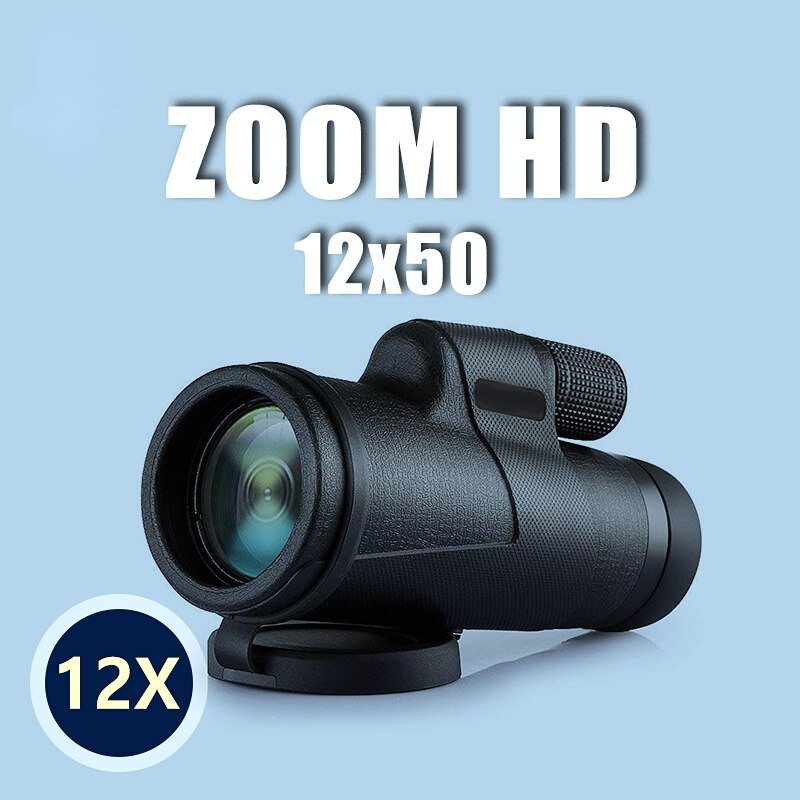 ZZOOI 12x50 Outdoor Monocular Telescope HD Night Vision Monocular Remote Telescope Portable Tripod Telephone Adapter