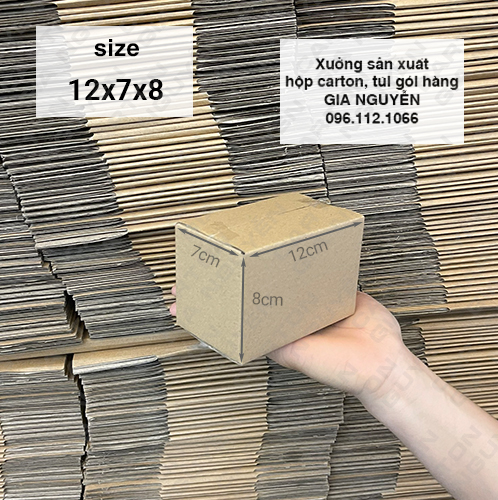 20 hộp carton Gia Nguyễn 3 lớp kích thước 12x7x8 dùng để đóng gói hàng